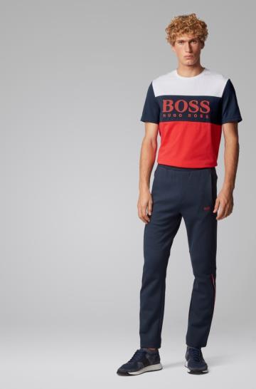 Koszulki BOSS Colour Block Czerwone Męskie (Pl28020)